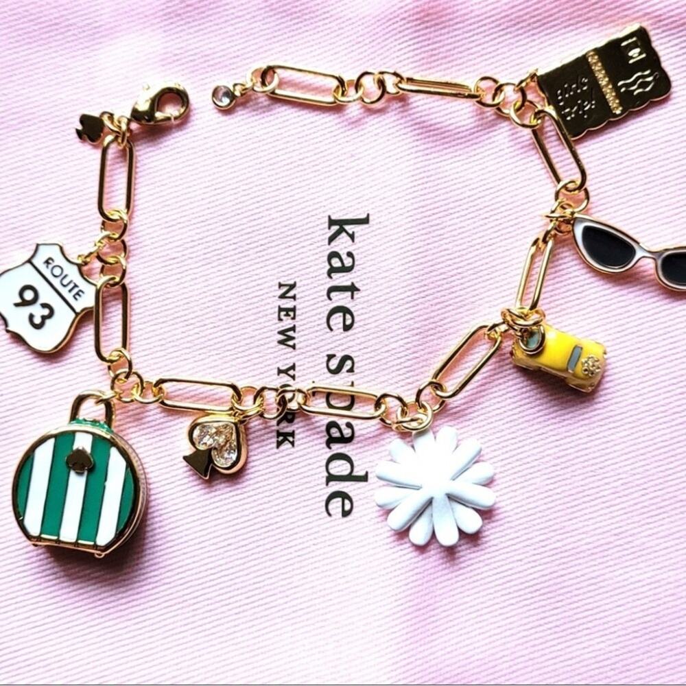 Kate Spade Gold off we go travel charm bracelet NWT -Dust Bag Included - Picture 5 of 7